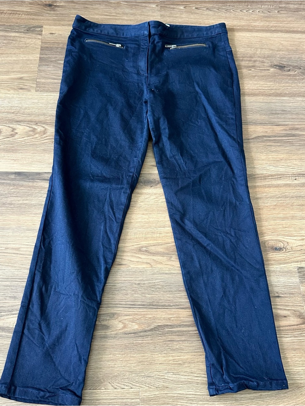 Veronica Beard Stretch Tapered Trouser Pants Navy Blue Women 12 Mid Rise Ankle
